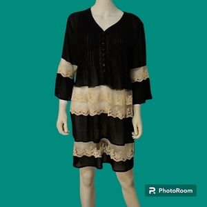 HAZEL Black Antique Lace Trendy Sheer Boho Goth Dress